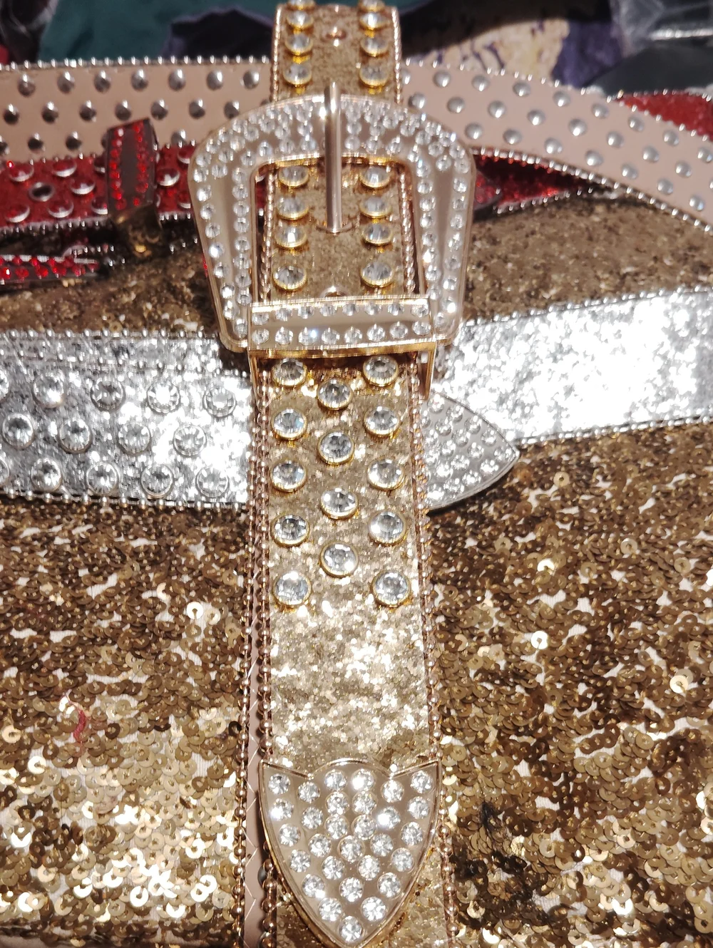 Bling 💎 Belts Bundle Deal Sparkling Rhinestone Women's Belt - Gold, Silver, Red